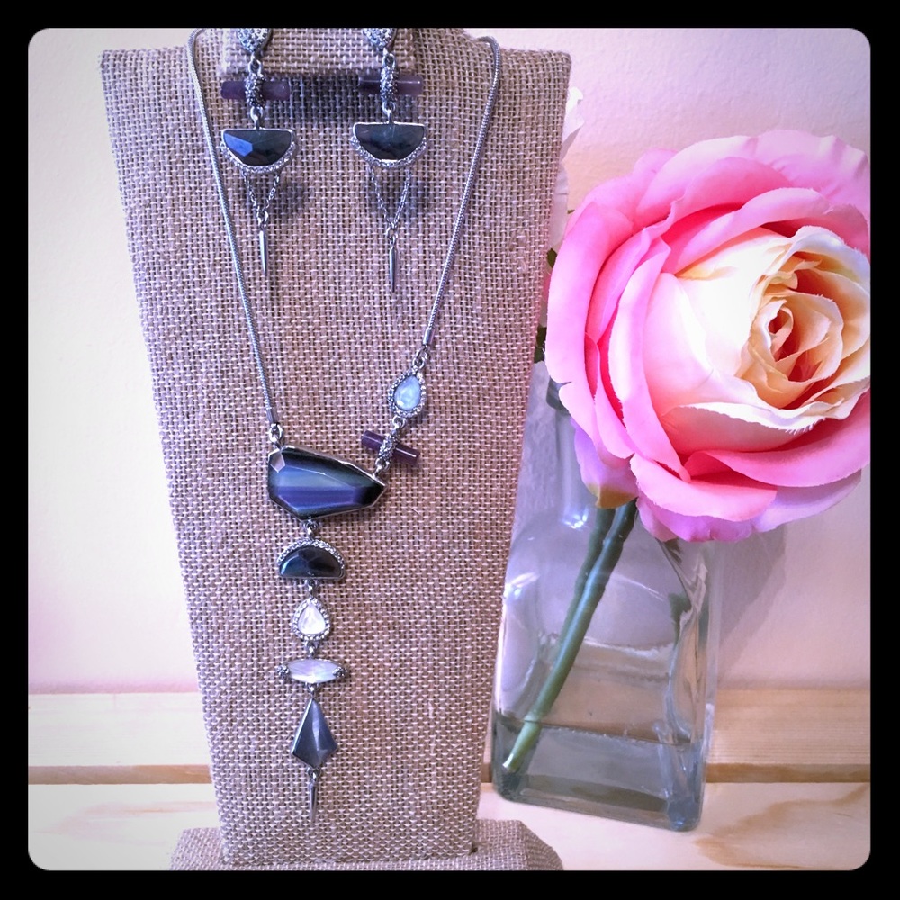 Riverstone Convertible Pendant Necklace + Earrings